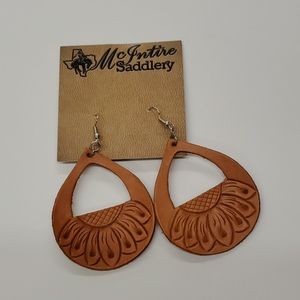 McIntire Saddlery Leather Sunflower Earrings